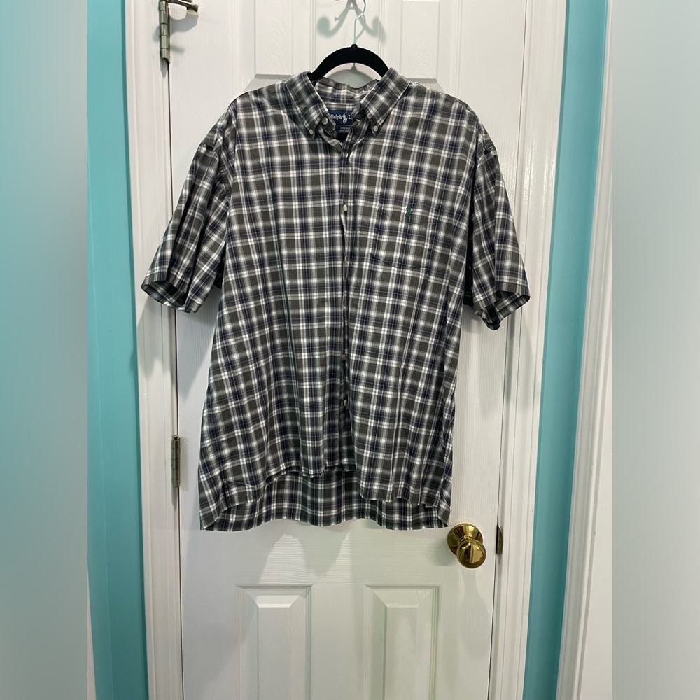 Vintage Ralph Lauren XL Plaid Short Sleeve Button Down Shirt.